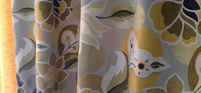 Yellow and grey floral fabric