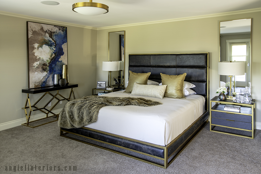 brass and leather headboard modern bed