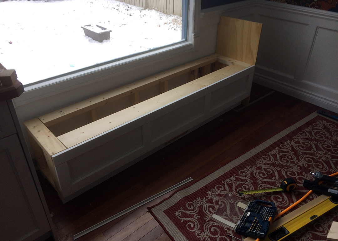 DIY window bench with storage tutorial