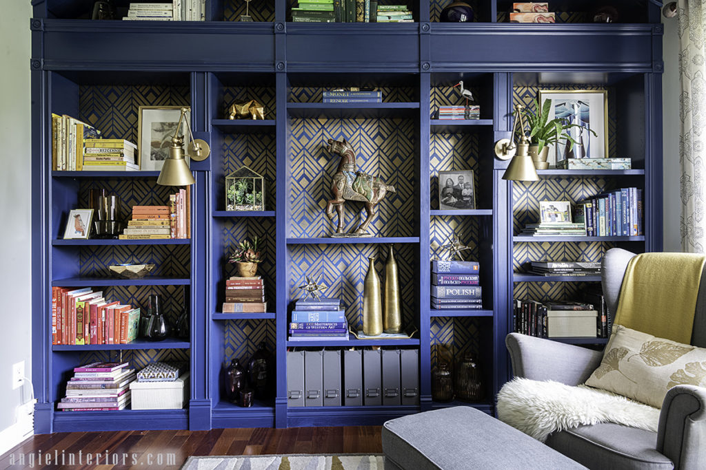Home Library Anna Angiel Interiors, Bookcase Led Lighting Diy